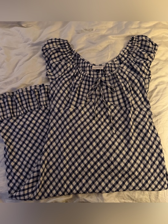 Vintage Threads Dresses & Skirts - Blue and White Plaid Women’s Peasant Dress- Classic Comfort